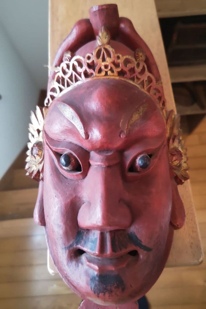 清朝の儀式用仮面、関羽、アンティーク