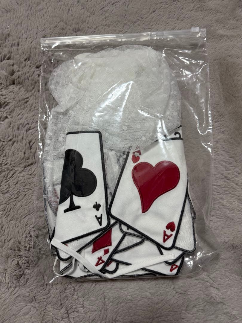 新品 ロリータ アリス風 トランプ柄エプロン 白