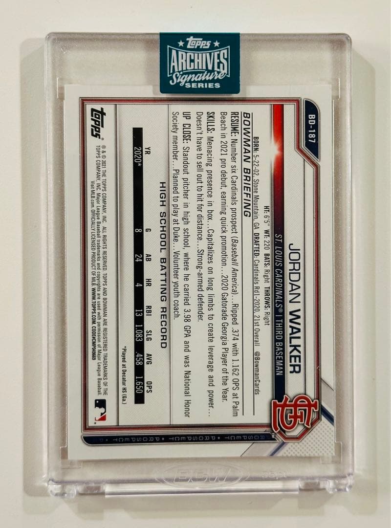 直筆サイン シリアル Topps JORDAN WALKER AUTO