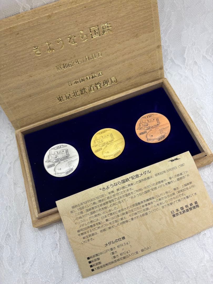 限定品 美品 さようなら国鉄記念メダルセット 昭和62年 東京北鉄道管理局 ３種