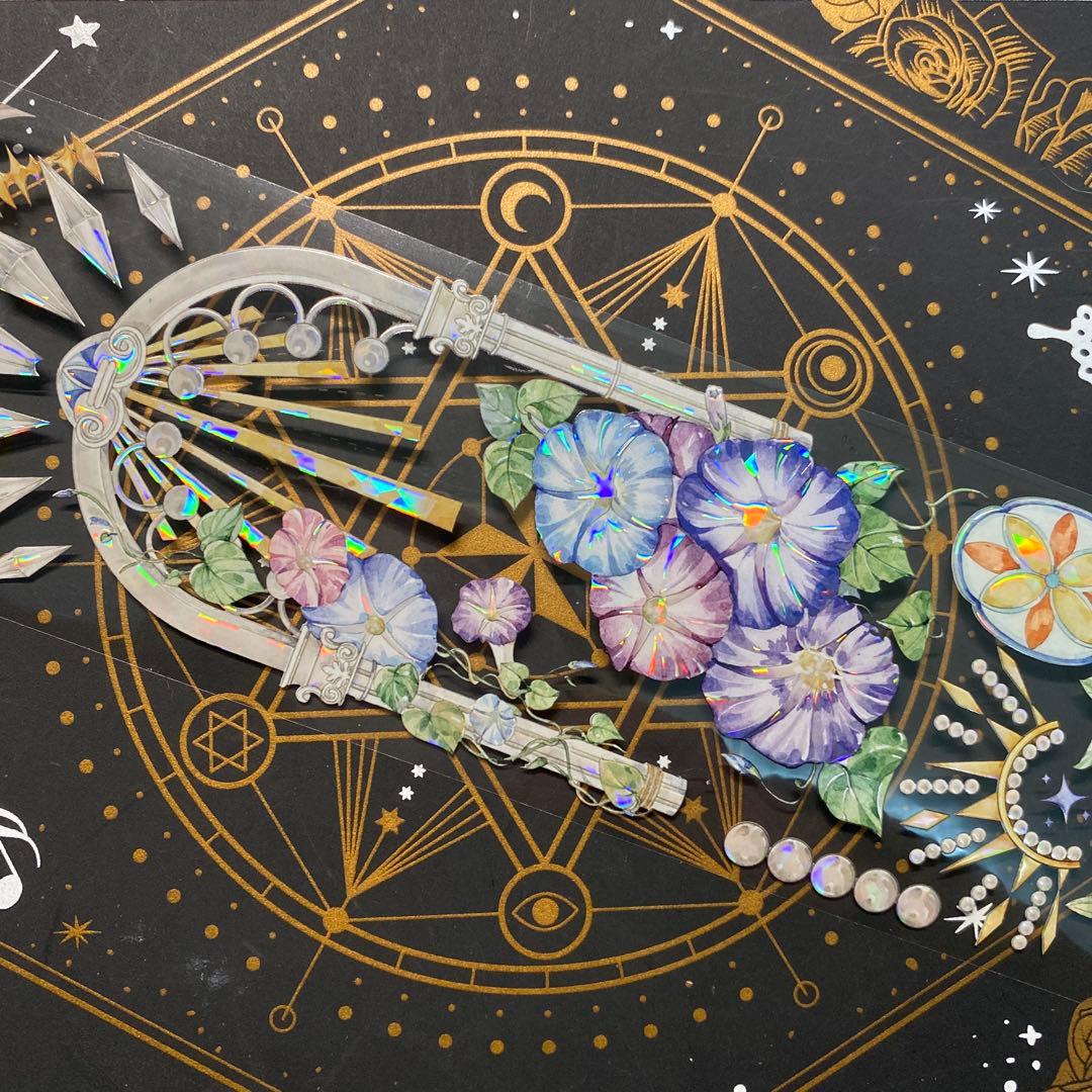 【9176】海外　中古巻　貝殻光マスキングテープ　ステンドグラス　装飾背景系