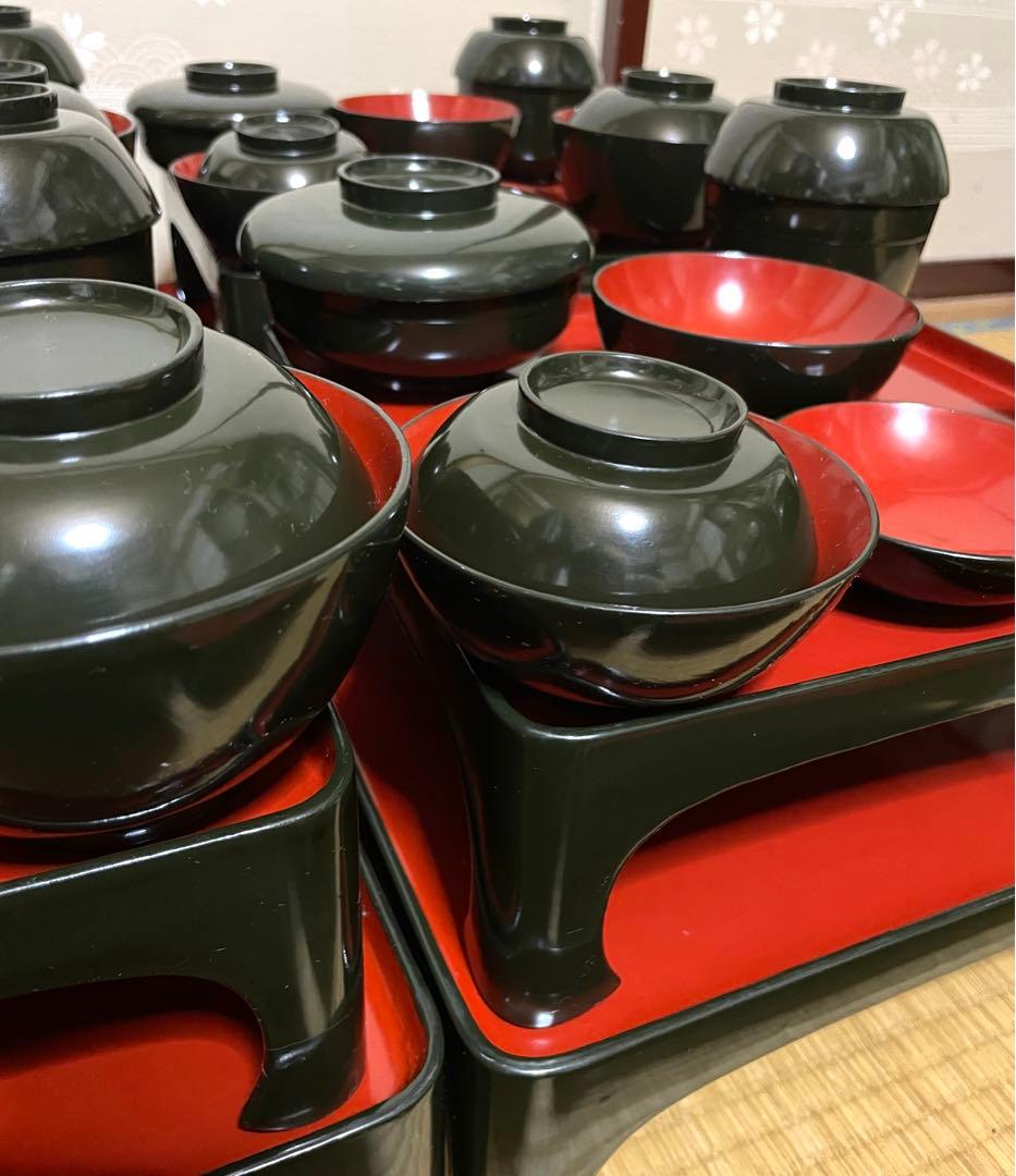 明治 大正 御膳 アンティーク 漆芸 セット 大量 漆塗り 骨董 漆器 木製 c