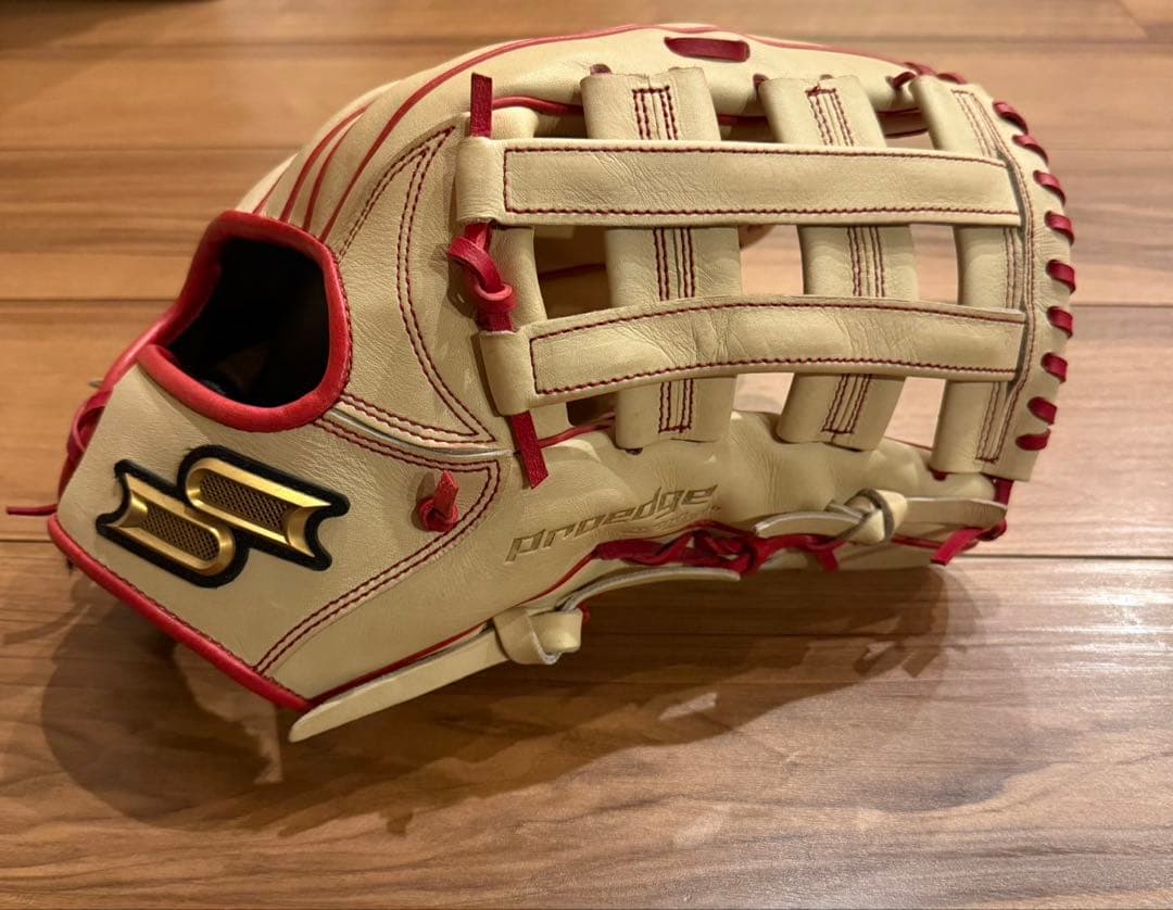 SSKプロエッジ 軟式グローブ ベージュ/赤