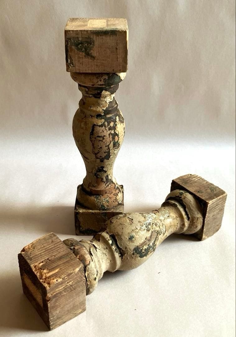 フランス アンティーク 木製ピラー シャビーシック ディスプレイ