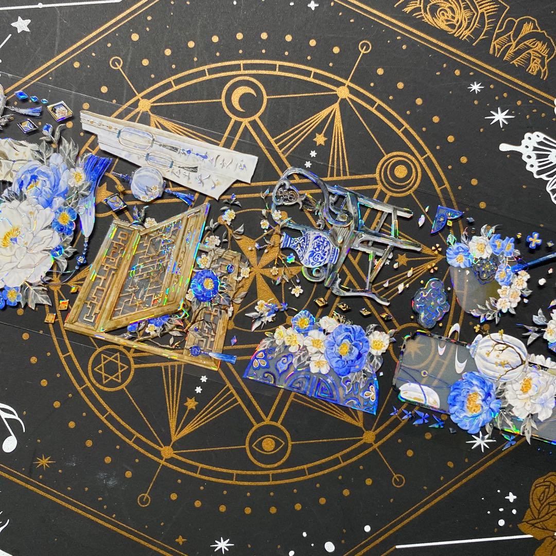 【9173】海外　中古巻　貝殻光マスキングテープ人物　装飾系　古風　半透明