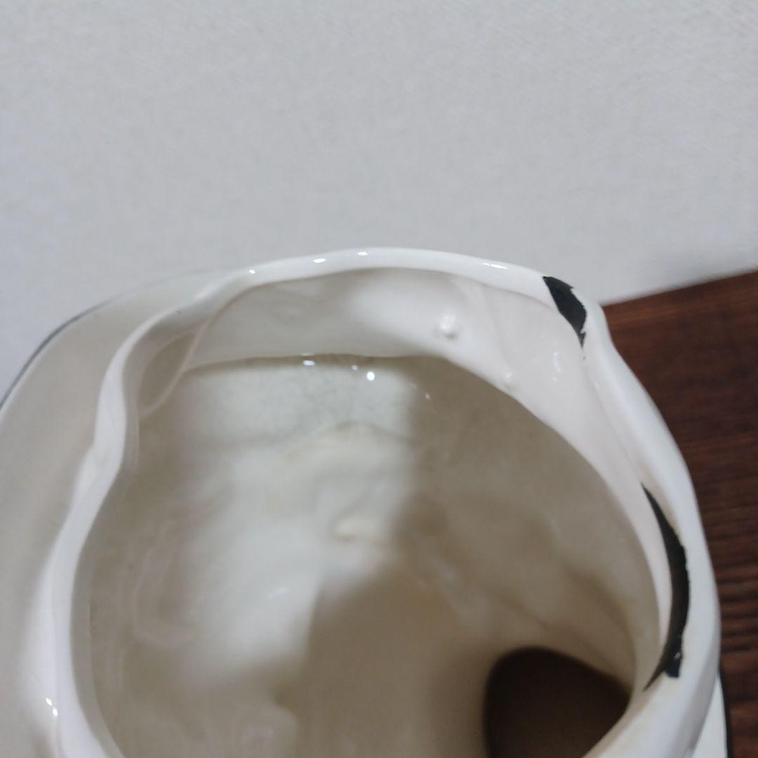 ビンテージ　レディヘッドベース　白い帽子を被った女性の陶器製の置物花瓶