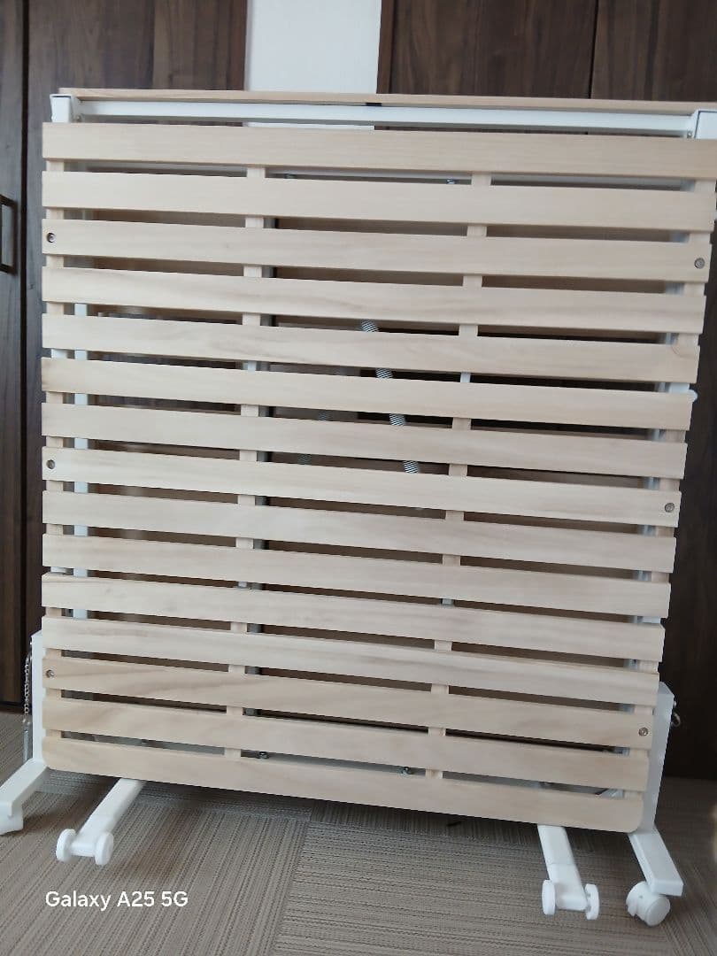 [お話中]折りたたみパイプベッド スノコ 木製&西川ムアツ布団のシングルサイズ