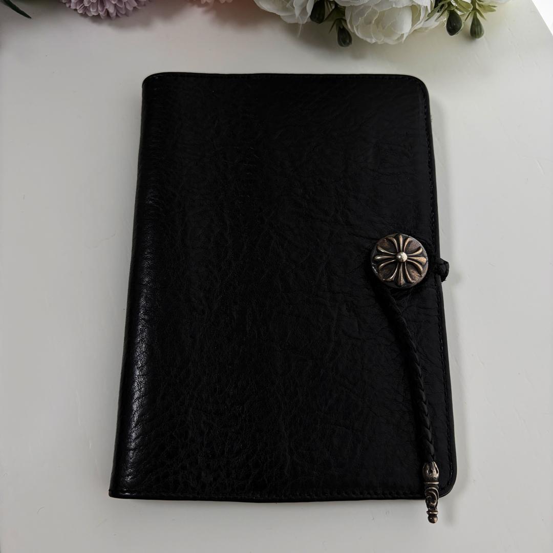 クロムハーツ アジェンダ クロスボールボタンレザーブックカバー 手帳カバー
