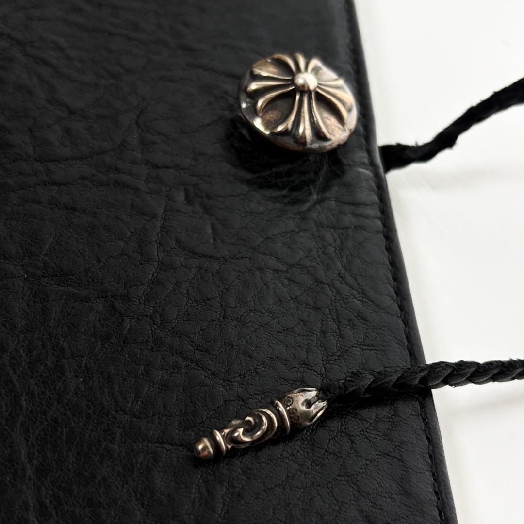 クロムハーツ アジェンダ クロスボールボタンレザーブックカバー 手帳カバー