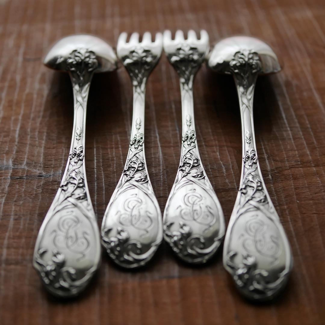 ◆PUIFORCAT◆ピュイフォルカ◆アイリス◆純銀カトラリー2客セット◆