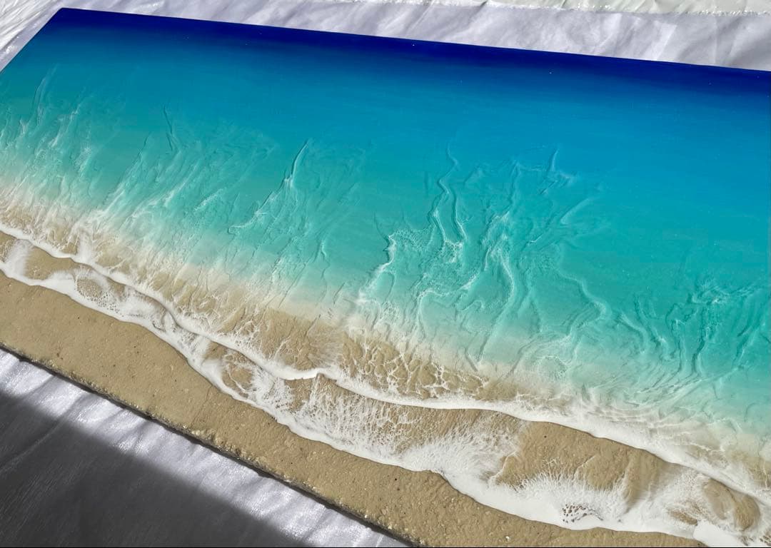 「受注制作」オーシャンレジン海アートロングパネルBIGパネル　W90㎝　H30㎝