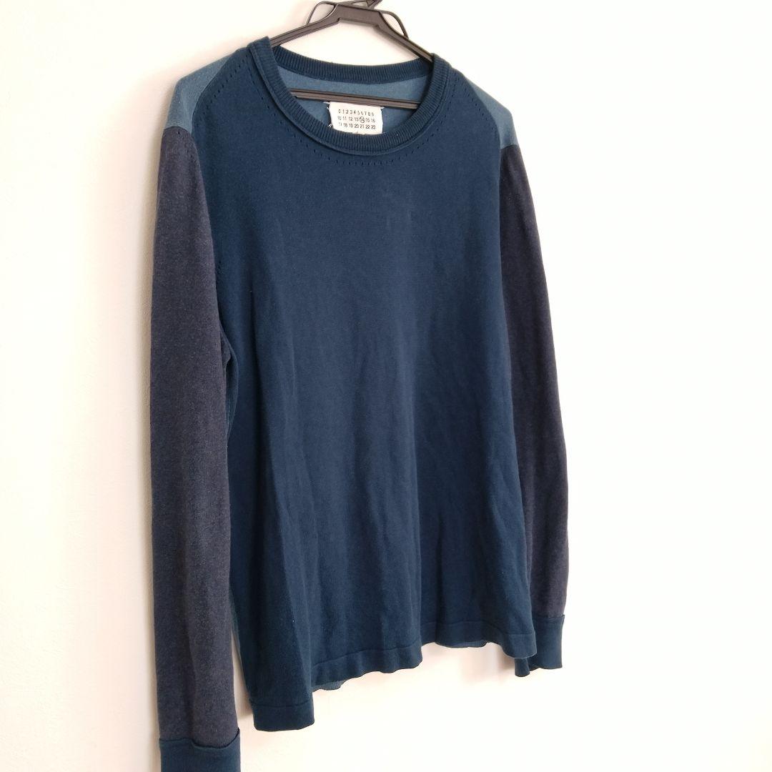 け*ん様 メゾンマルジェラ 14 ニット L 青 コットン 16SS 切替え 4