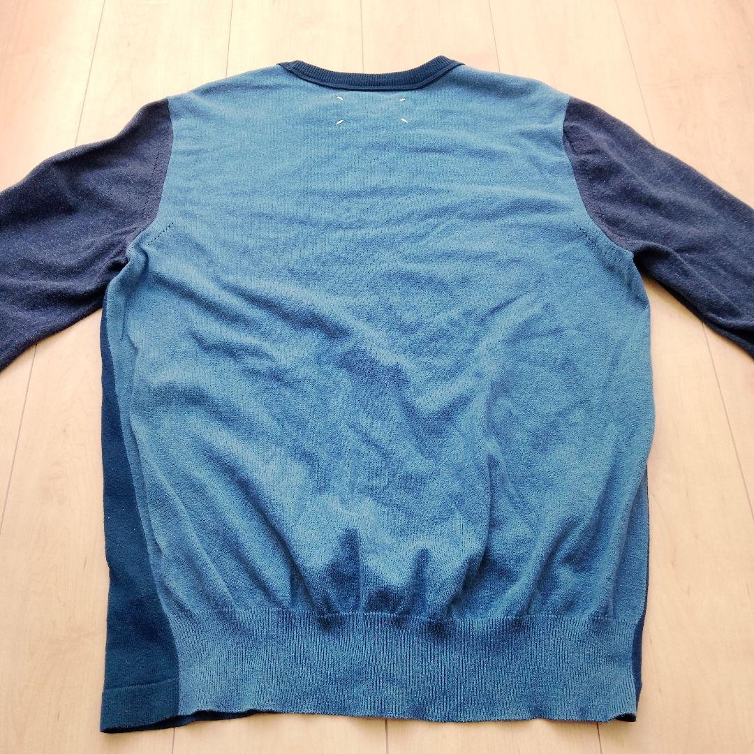 け*ん様 メゾンマルジェラ 14 ニット L 青 コットン 16SS 切替え 4