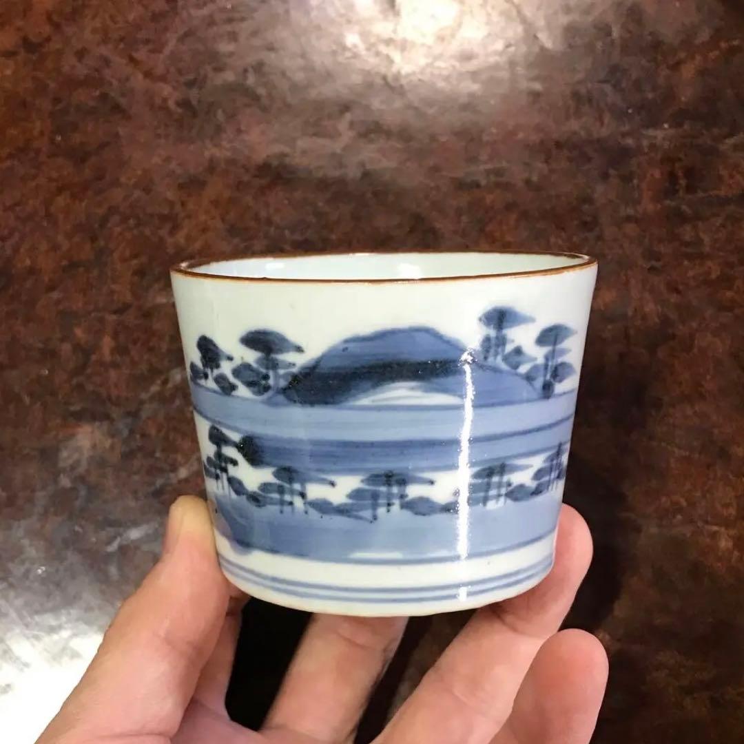 古伊万里　蕎麦猪口　富士山　松原　そばちょこ　古伊万里　変わり図