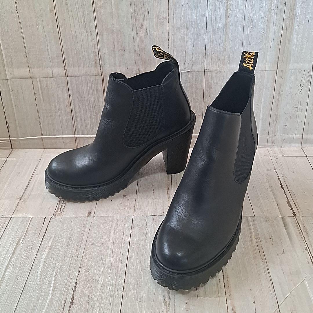 未使用級【23.5】ドクターマーチン ハーストン サイドゴアブーツ 厚底 黒