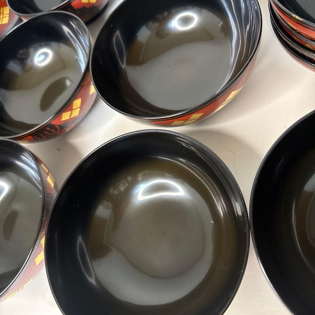 茶道具『懐石道具 正法寺煮物椀　本堅地 特製請合』 漆塗り茶道具 10個セット