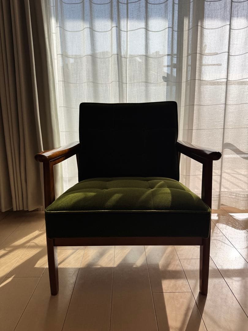 【karimoku】カリモク Kチェア モケットグリーン 1人掛けソファ