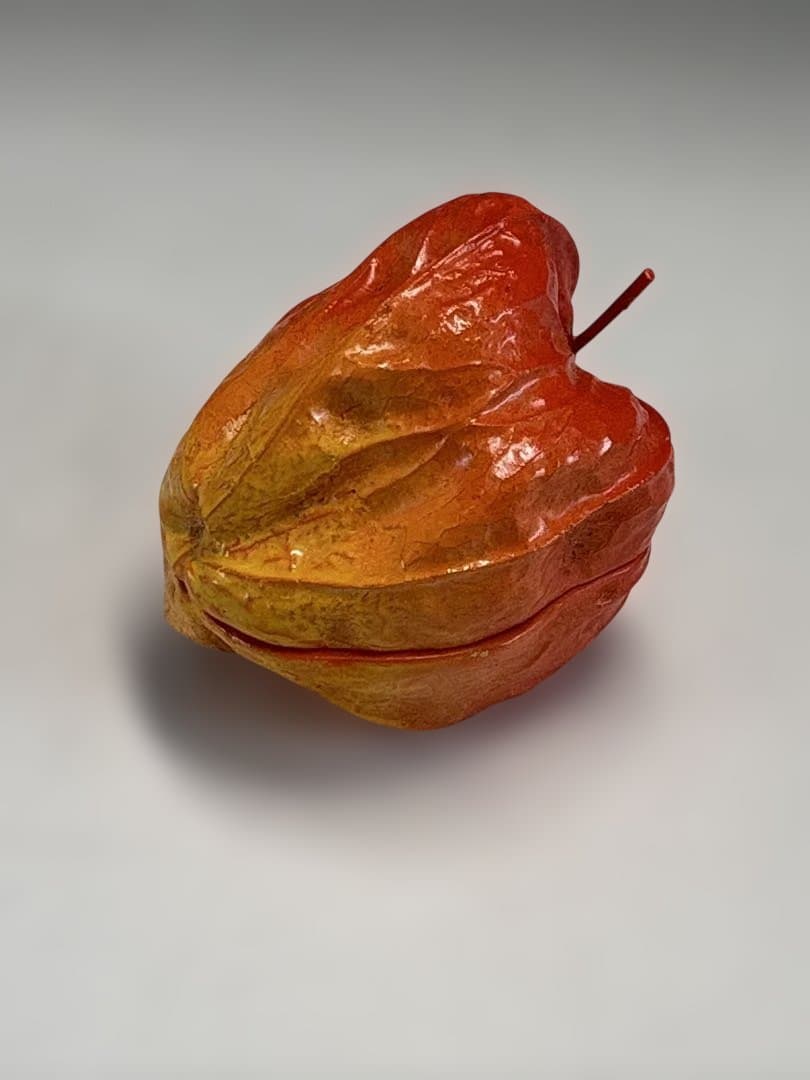 【中古品】粒俵造　乾漆　酸漿香合（共箱）