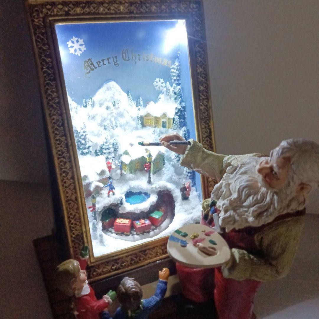 クリスマス インテリア サンタクロース 絵描きサンタ オルゴール ライト 飾り