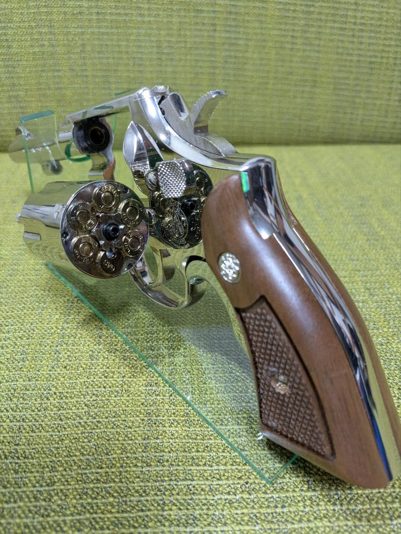 (木グリ)　タナカワークス　S&W M10 ミリポリ　ニッケルフィニッシュ