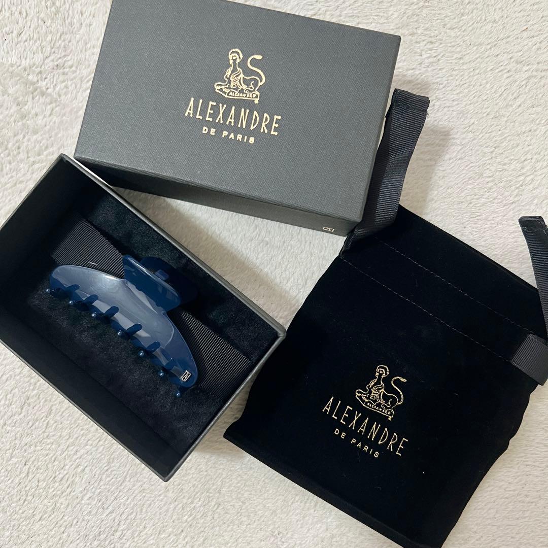 【新品】ALEXANDRE DE PARIS ヘアクリップ　ネイビー完売箱付き