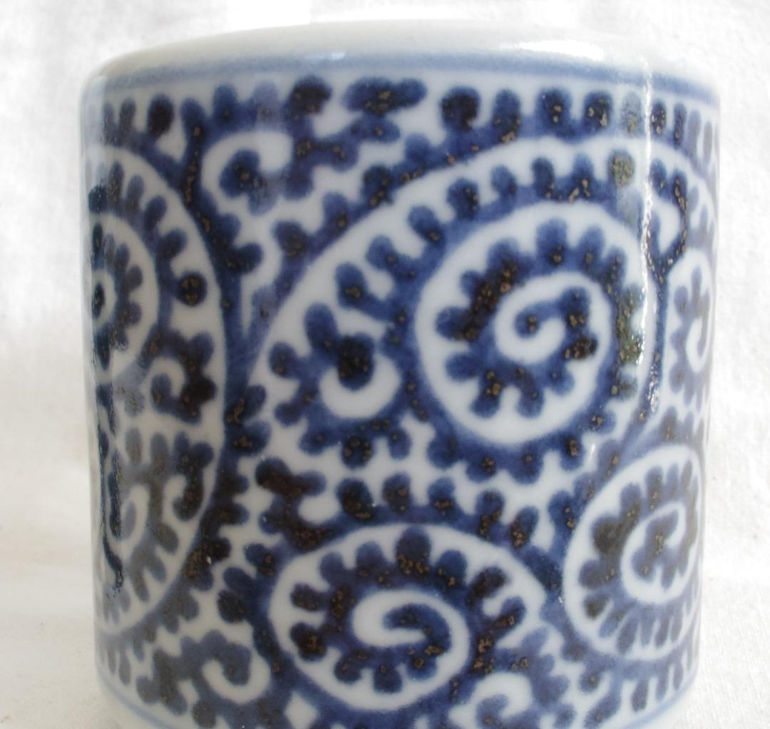 筒茶碗　染付　タコ唐草　古伊万里　江戸期　★画像⑧⑨、欠けx2