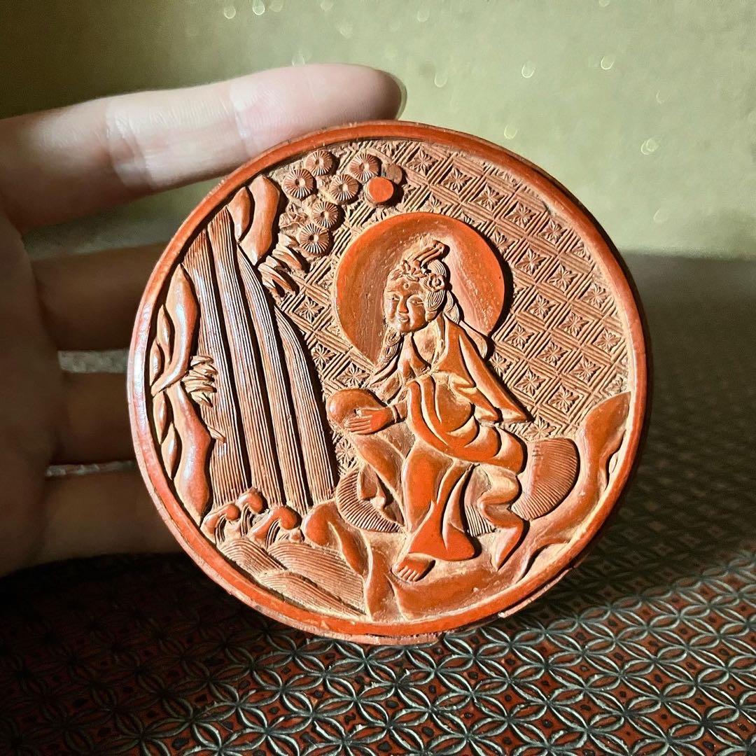 骨董品　堆朱香合