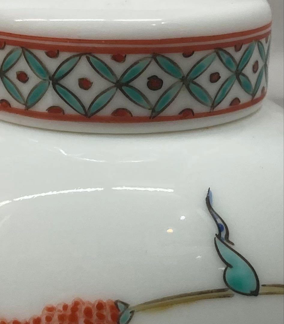 B442s「錦 粟鶉文茶壷」十三代酒井田柿右衛門作　共箱　重要無形文化財　煎茶