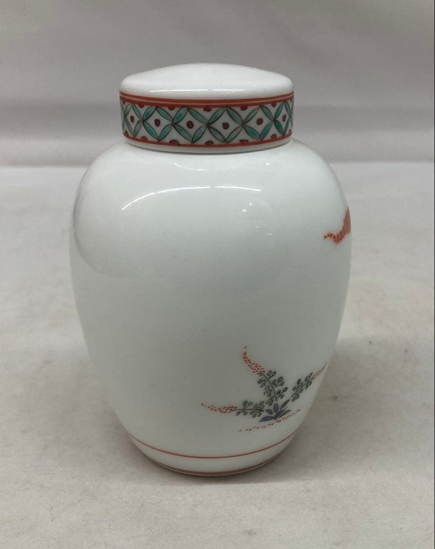 B442s「錦 粟鶉文茶壷」十三代酒井田柿右衛門作　共箱　重要無形文化財　煎茶