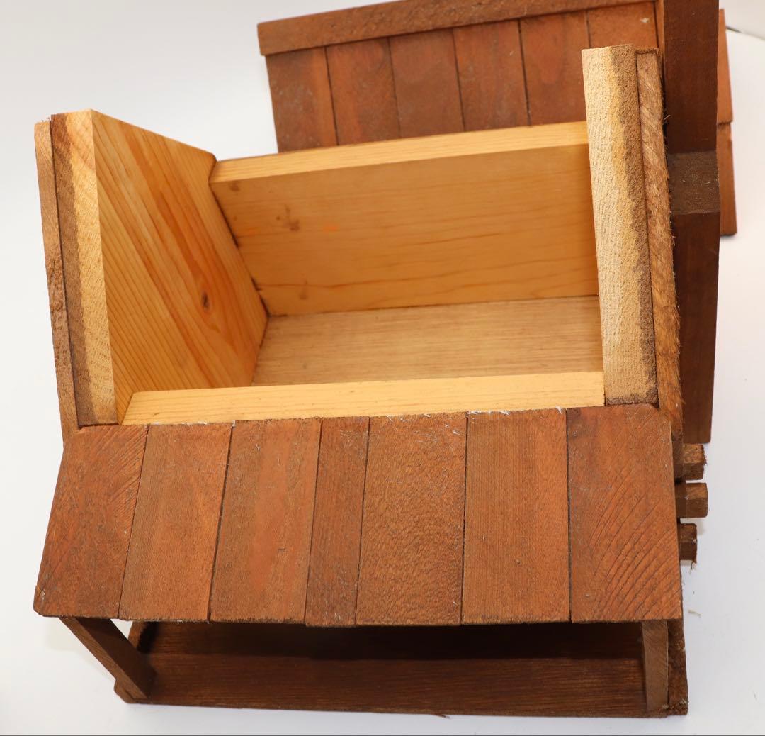 カントリー・アート 木製ミニチュアログハウス風小物入れ