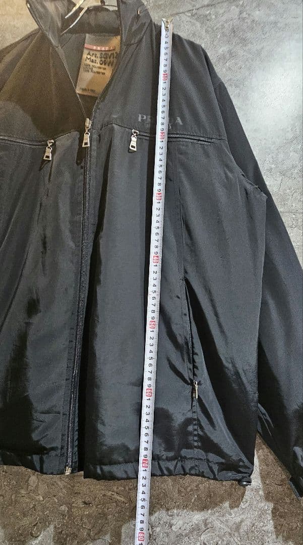 【 PRADA 】 プラダ バックプリント ロゴ ナイロンジャケット パーカー付