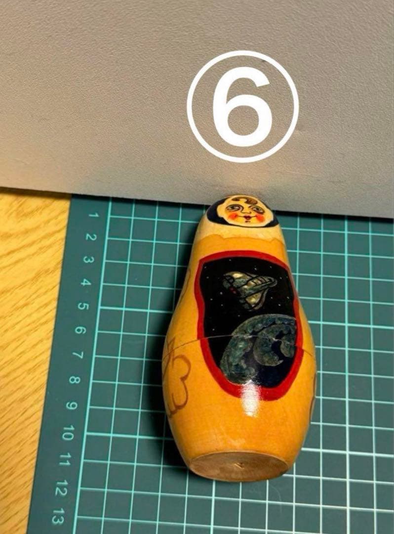ロシア　ヴィンテージ アーティスト　宇宙モチーフの大きなマトリョーシカ9組