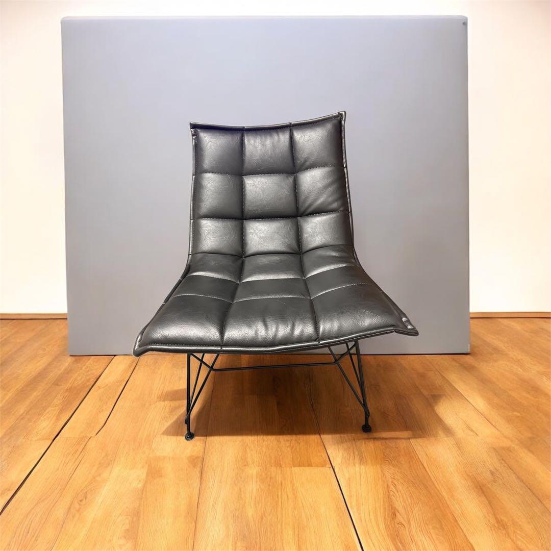 デザイナーズチェア ブラック レザー調 モダン 1人掛け