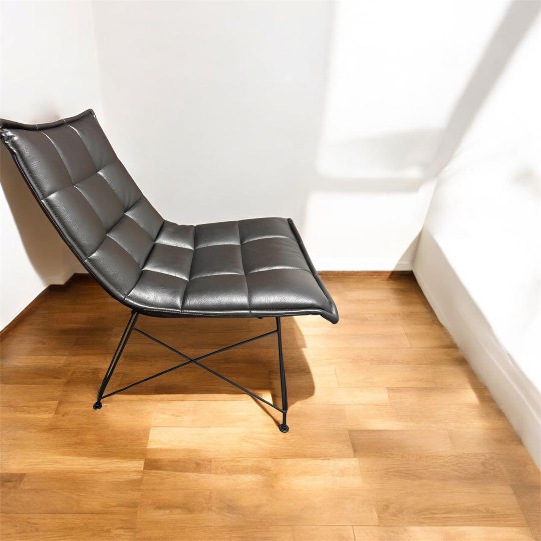 デザイナーズチェア ブラック レザー調 モダン 1人掛け