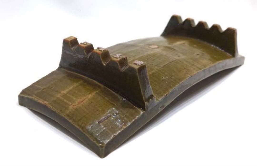 北大路魯山人　織部　櫛目　台皿　俎板皿