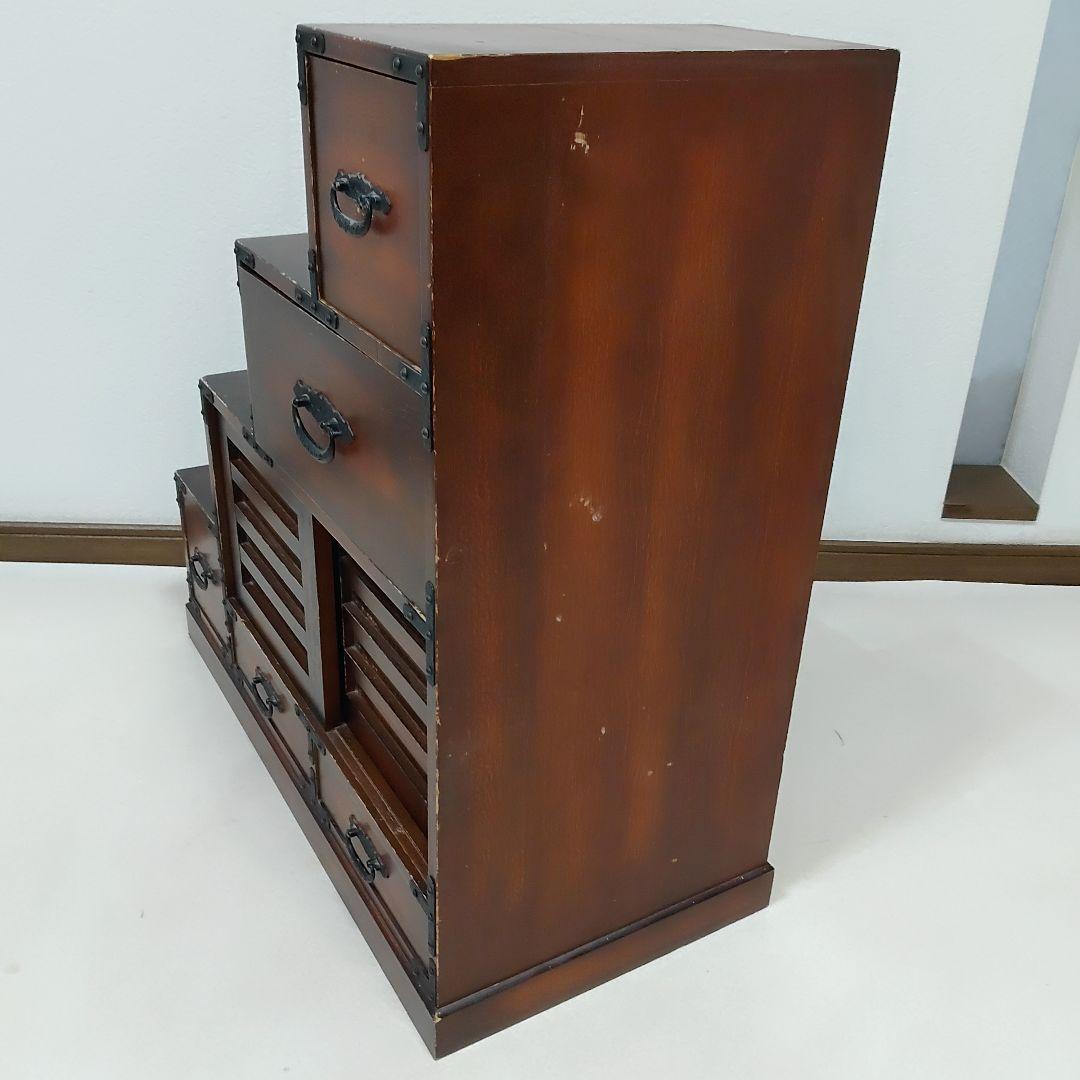 レトロ調 階段タンス 和風 民芸家具 小物収納　左下り