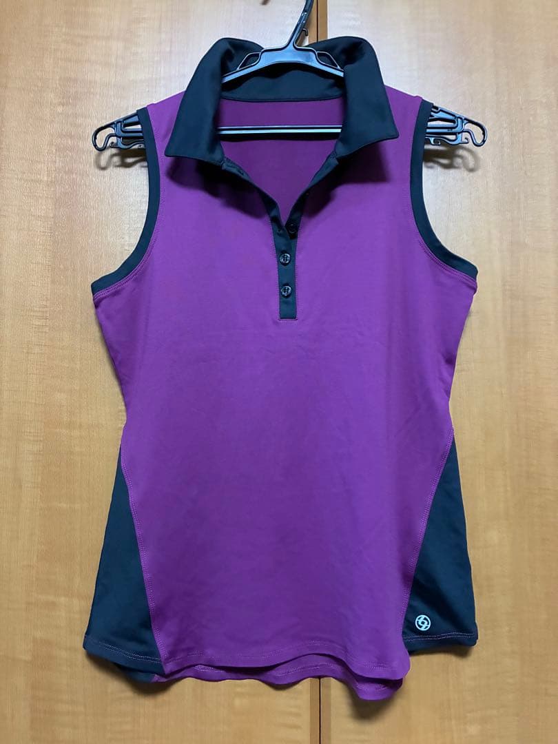 ノースリーブポロシャツ 紫黒