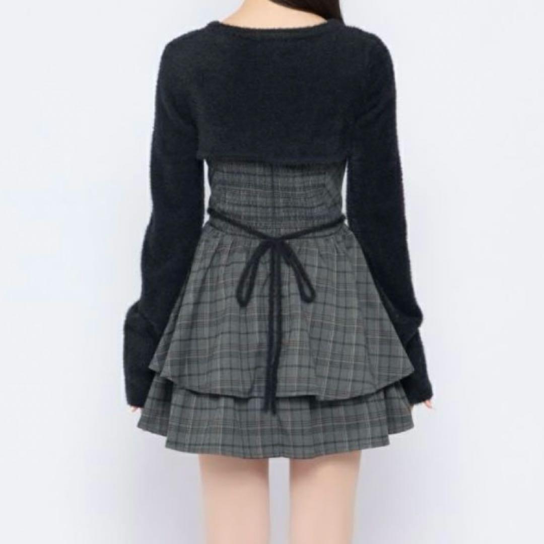 BUBBLES オープンネックギャザーワンピース