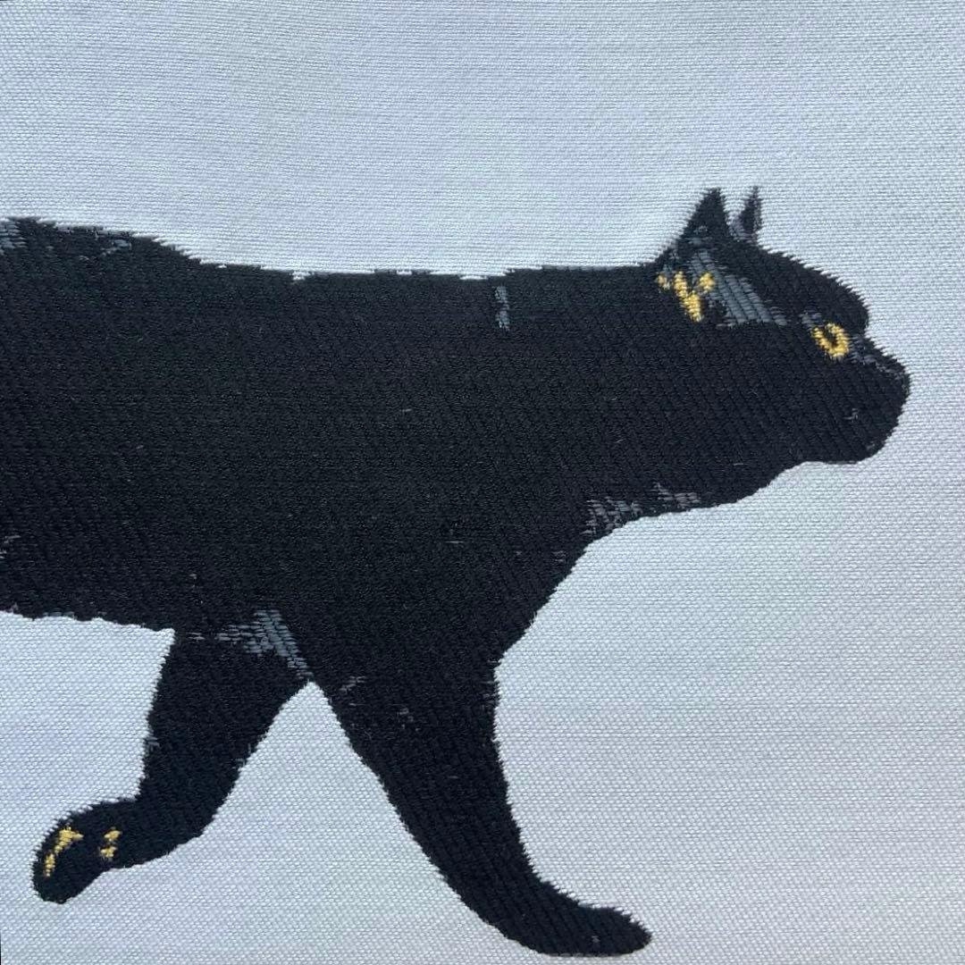 帯　猫と蝶々　リメイク　バンブーハンドルバッグ　浅型マチ広め