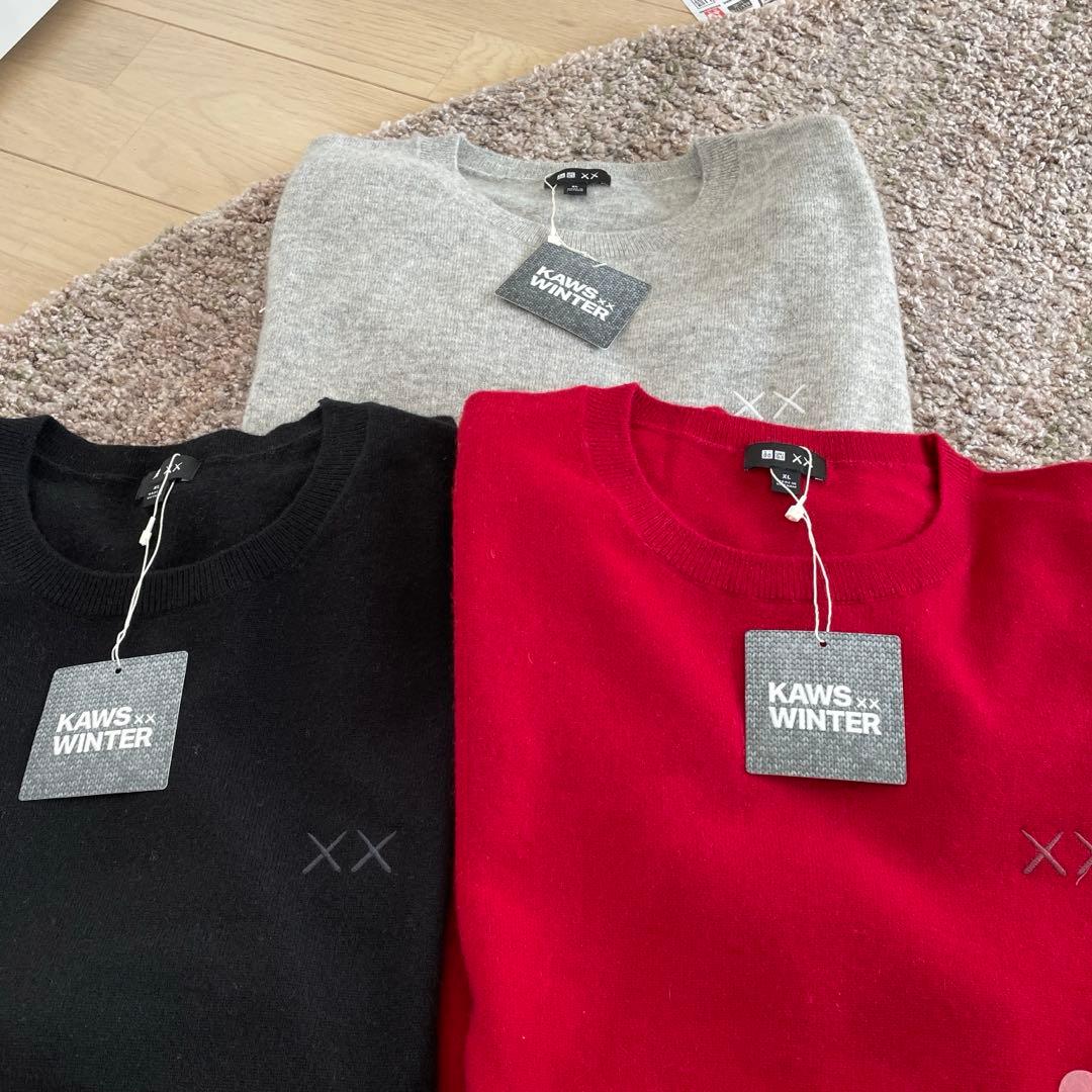 Lサイズ3点セット　新品未使用　カウズ　ユニクロ　カシミヤ100