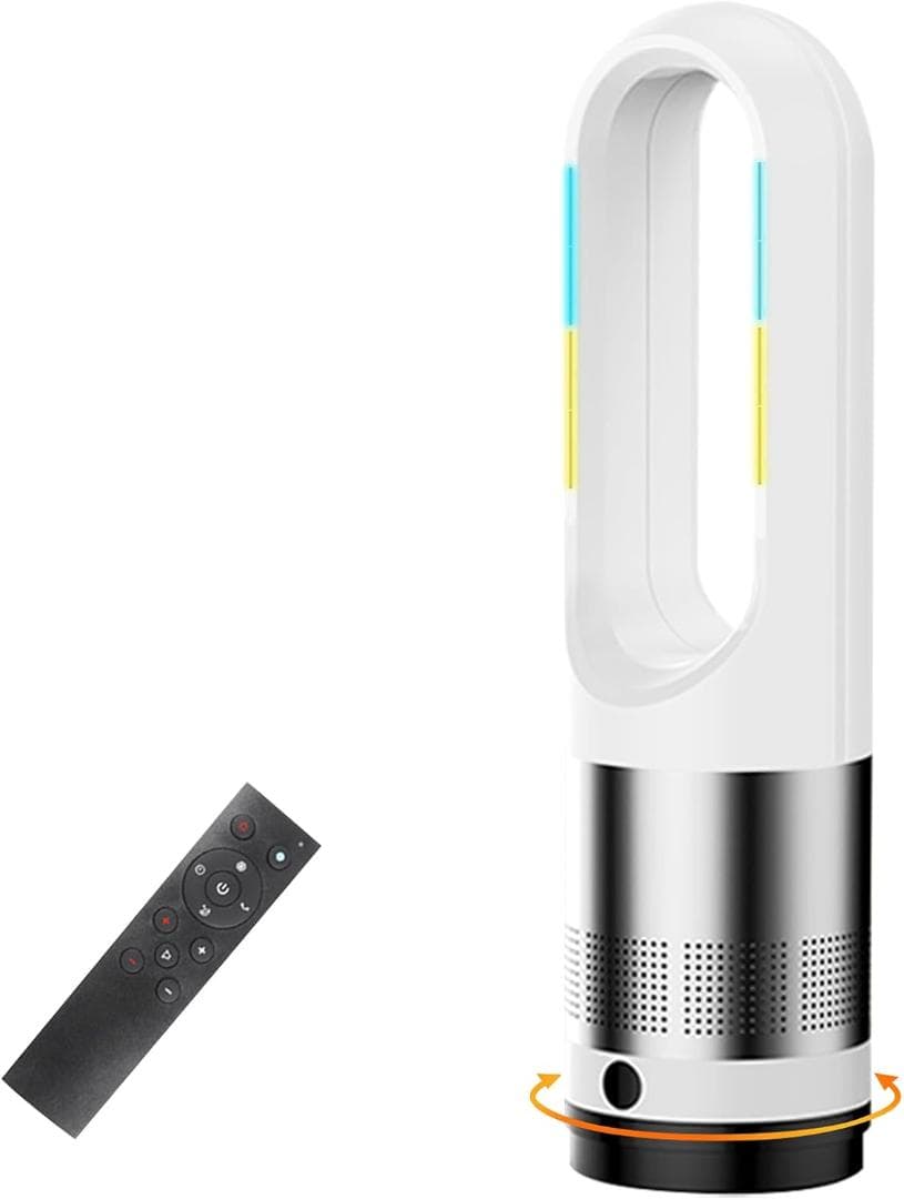 セラミックヒーター タワーファン 冷暖両用 羽根なし DCモーター 首振り