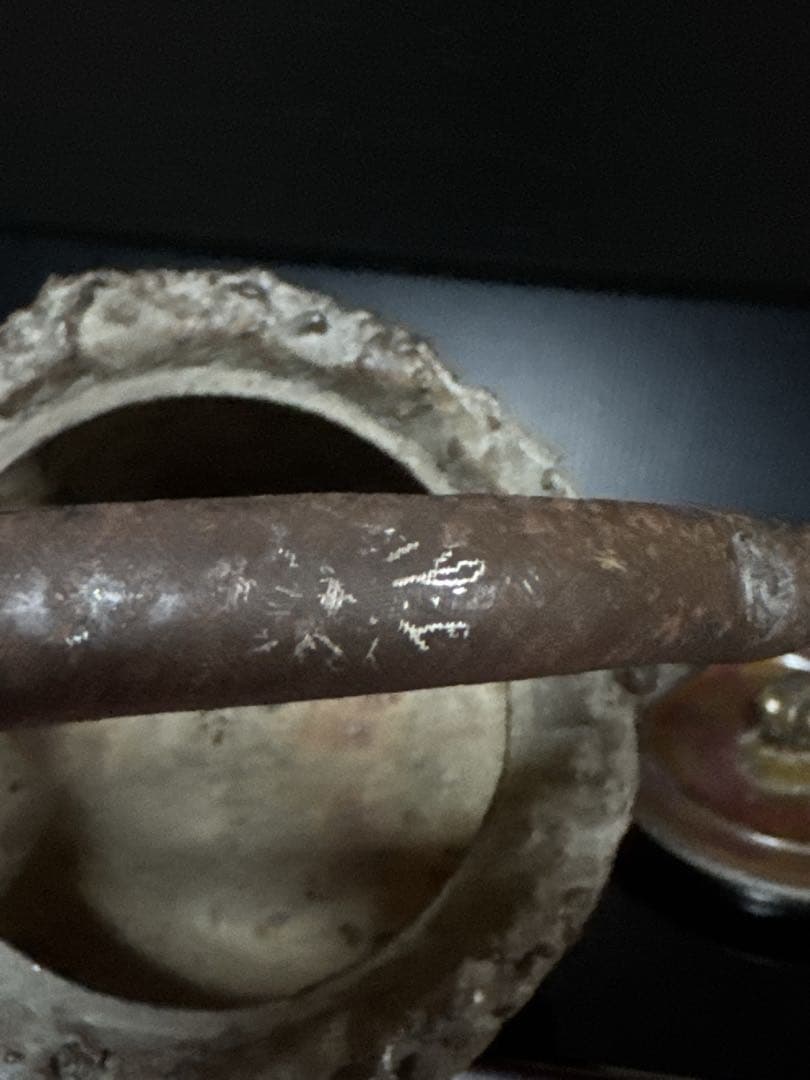 龍文堂 安之介 造 道安形 提手銀象嵌 斑紫銅蓋 鉄瓶 共箱付 茶道具