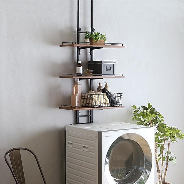 売れてます！！突っ張り ランドリーラック 洗濯機ラック【シャビ―オーク】