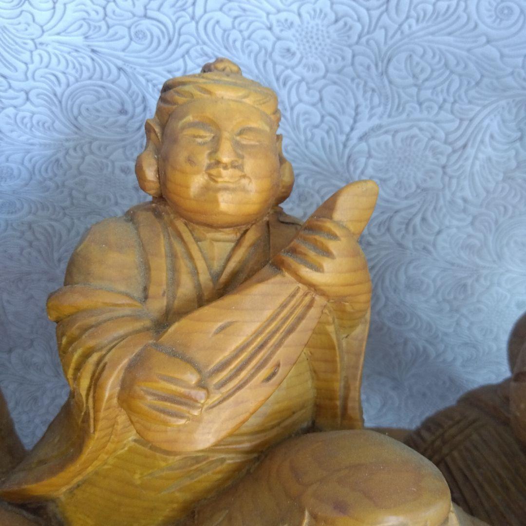 龍に乗った七福神　縁起物　中古品　 木製