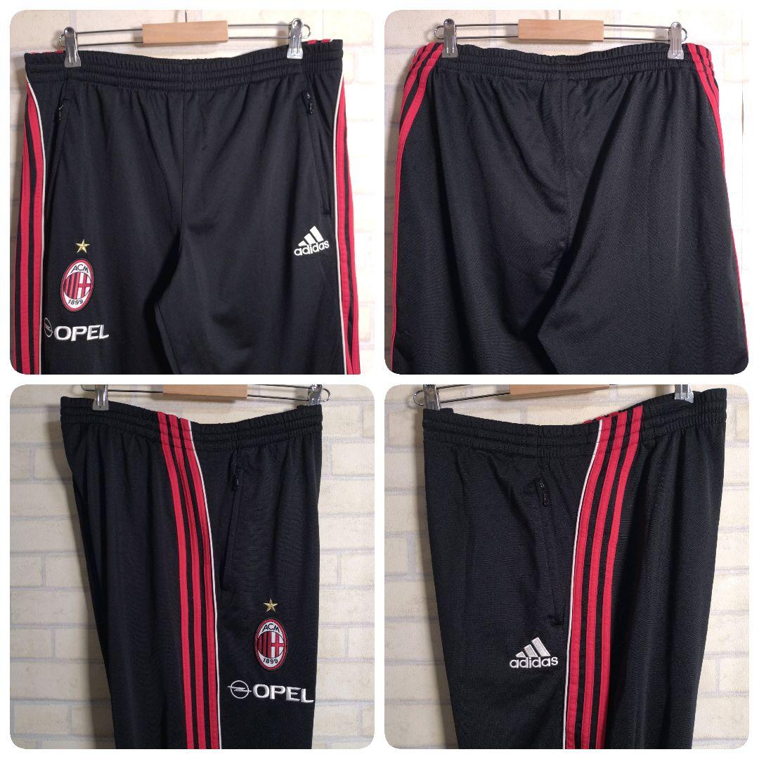 アディダス★00s ACミラン 刺繍ロゴ セットアップ 上下 黒 2XL 訳あり