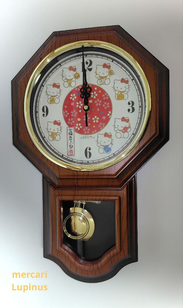 希少！七福きてぃねこ 壁掛け時計 振り子時計 ハローキティ