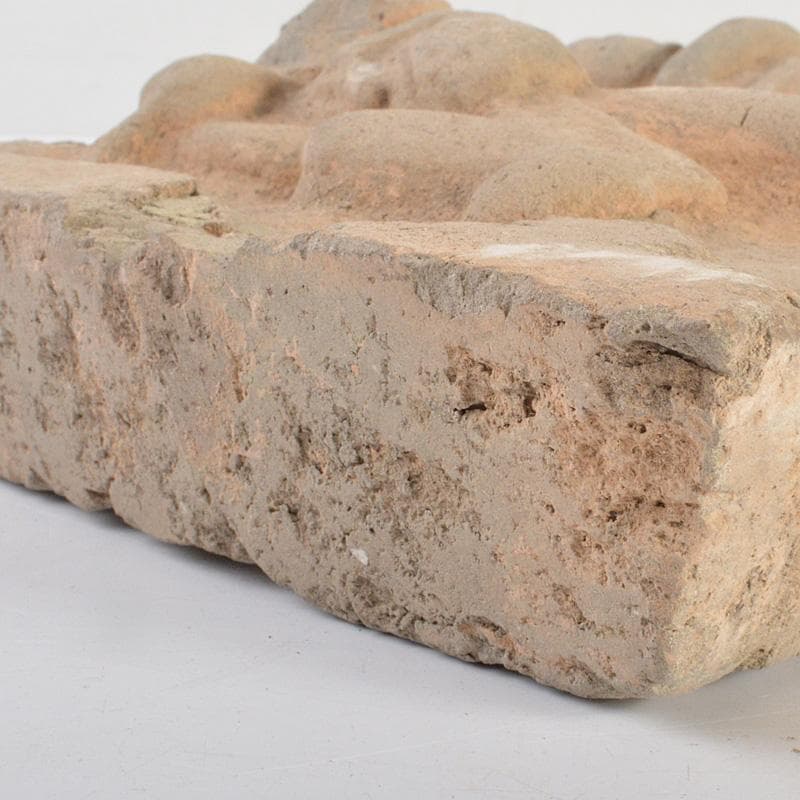 中国　朱泥　人物刻　陶版　壁飾　V　R6812