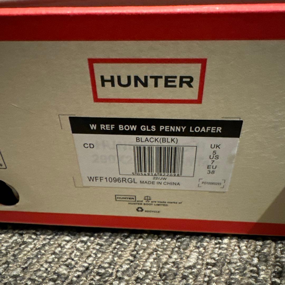HUNTER レインシューズ レディース リファインド ボウ グロス ローファー