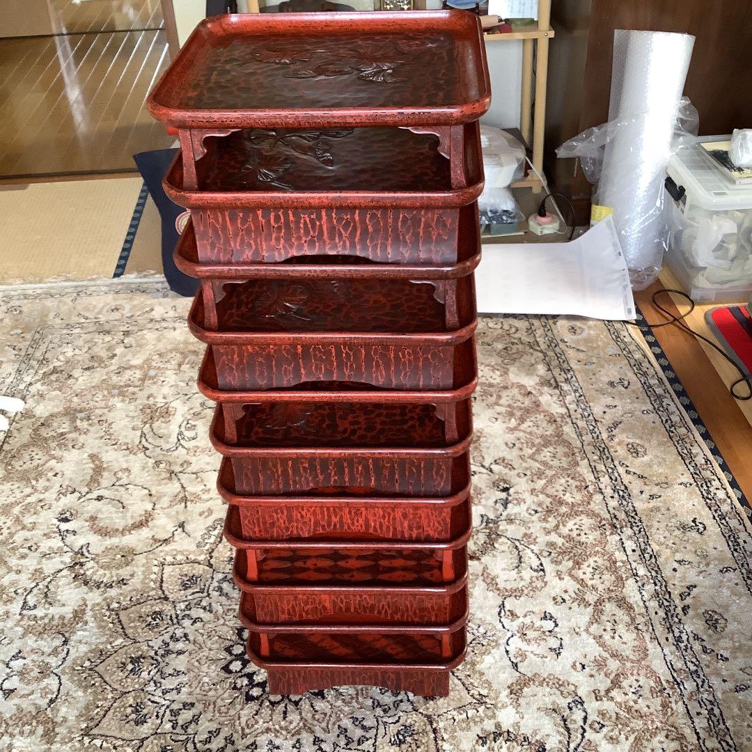 鎌倉彫漆塗り　宗和膳　十一脚