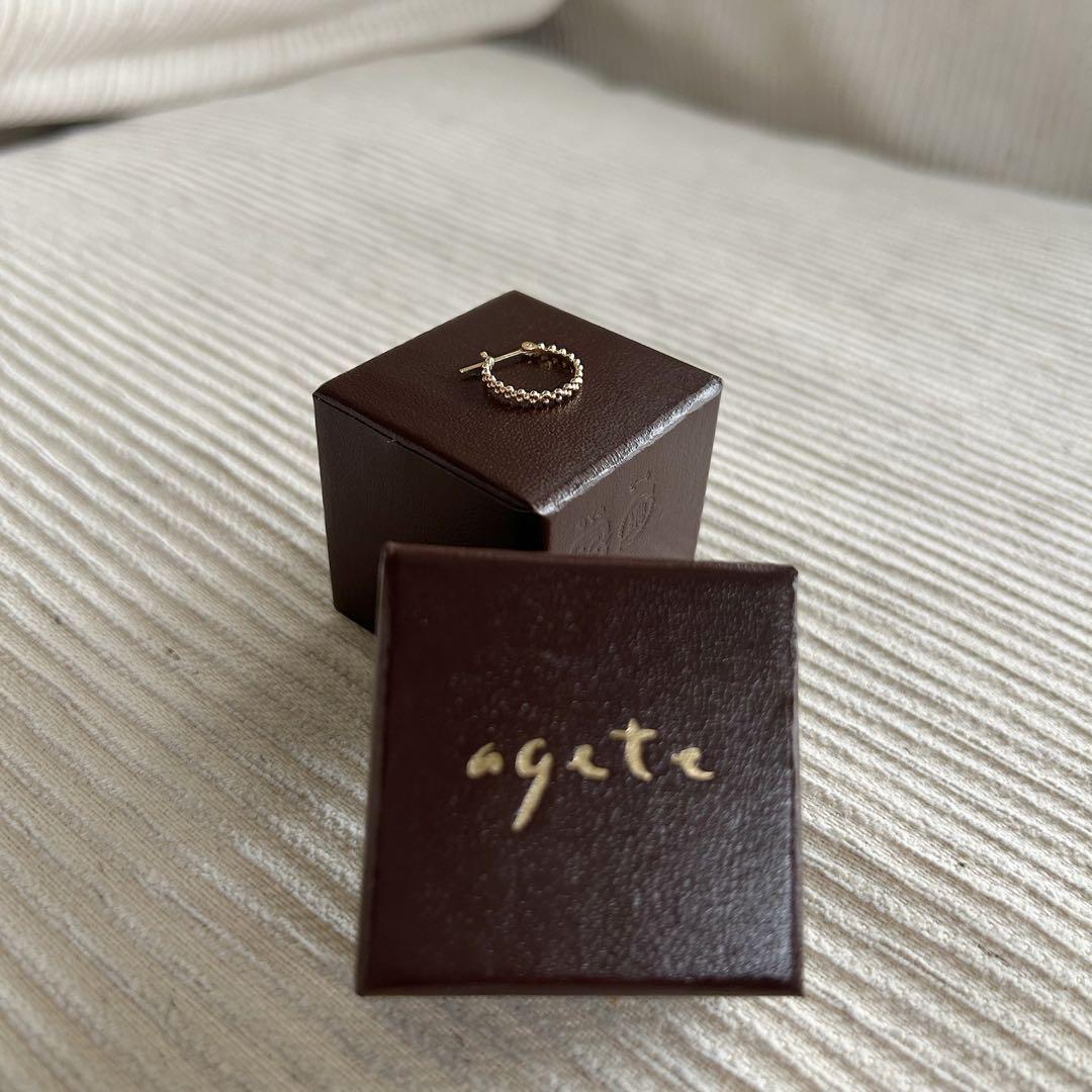 agete アガット K10YG バブル フープ ピアス　片方